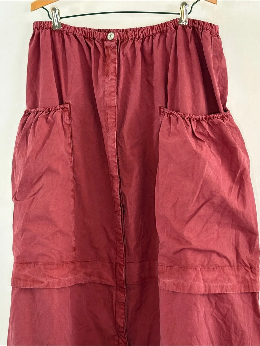Free People Eloise red maxi front snaps, drawstring bottom Size XL